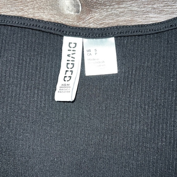 H&M Solid Black Square Neck Crop Top - Picture 2 of 5